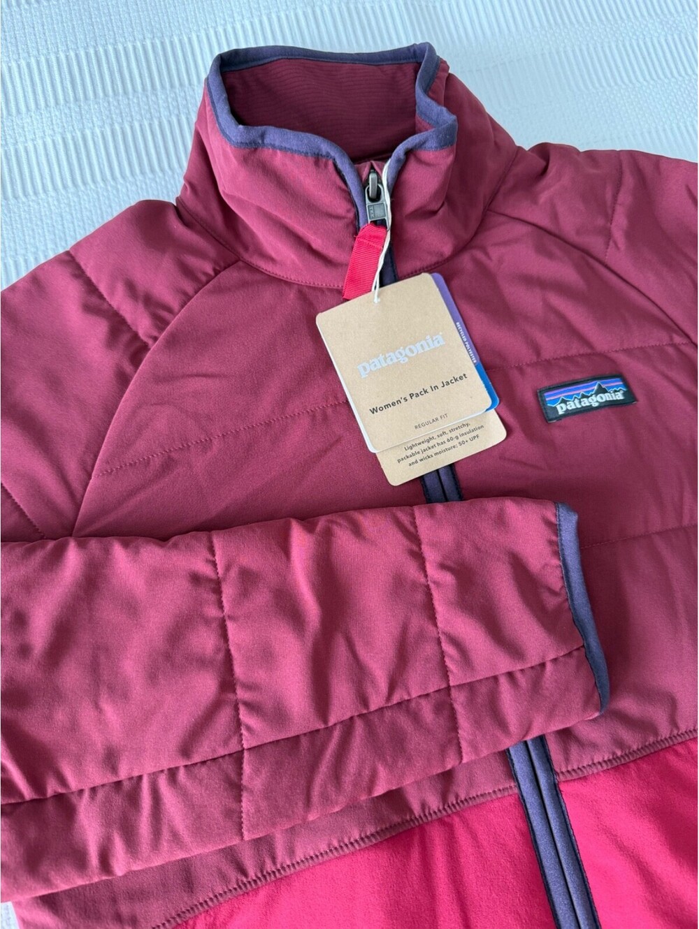 NWT Patagonia Womens Pack In Jacket Puffer Coat Full Zip Roamer Red 2 Tone Small